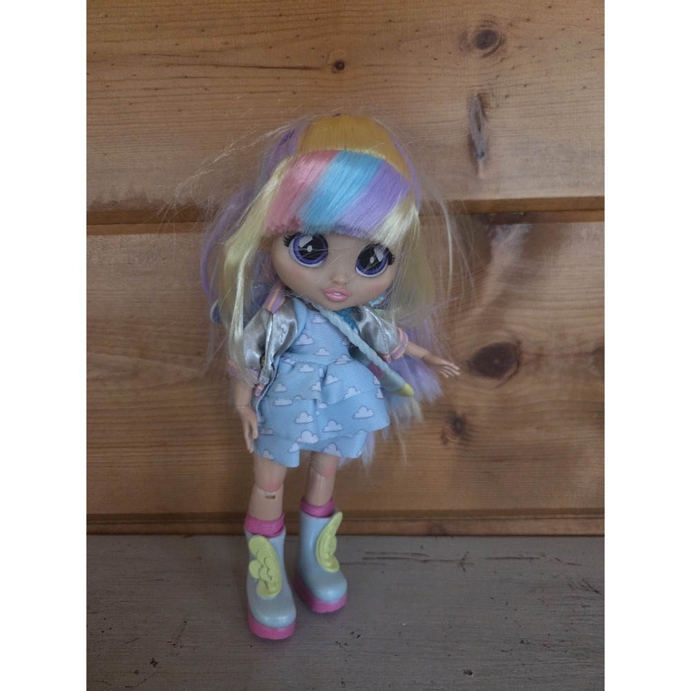 Kindi Kids Marsha MelloDoll Rainbow Pastel Hair Cloud Dress Silver Jacket No Bag
